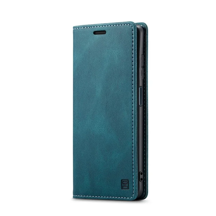 AUTSPACE A01 Series RFID Blocking Retro Matte Leather Wallet Case for Xiaomi Redmi Note 9S - Blue