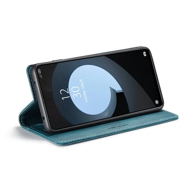 AUTSPACE A01 Series RFID Blocking Retro Matte Leather Wallet Case for Xiaomi Redmi Note 9S - Blue