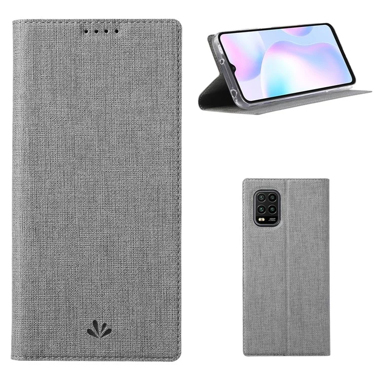 VILI DMX für Xiaomi Mi 10 Lite 5G/Redmi Note 9 Pro 5G Cross Texture Leather Stand Case - Grau