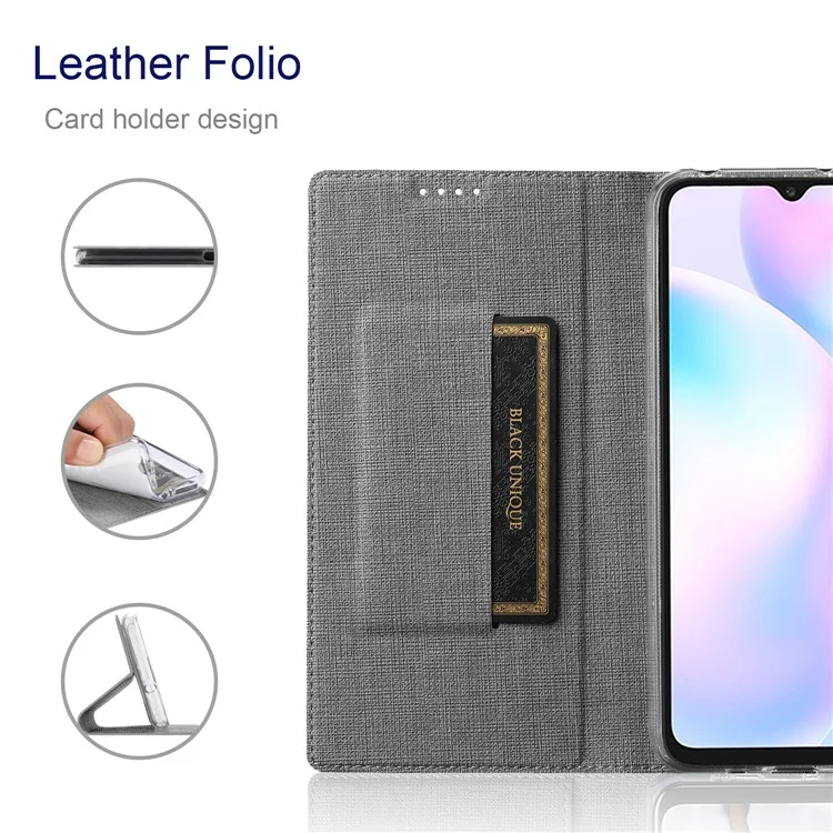 VILI DMX für Xiaomi Mi 10 Lite 5G/Redmi Note 9 Pro 5G Cross Texture Leather Stand Case - Grau