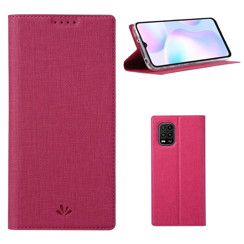 VILI DMX for Xiaomi Mi 10 Lite 5G/Redmi Note 9 Pro 5G Cross Texture Leather Stand Case - Rose