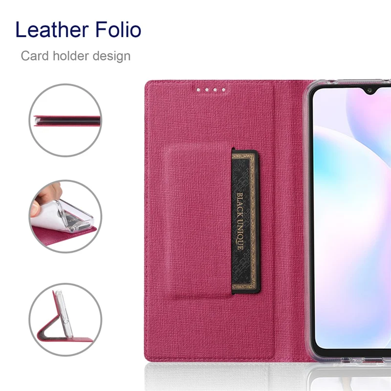 VILI DMX for Xiaomi Mi 10 Lite 5G/Redmi Note 9 Pro 5G Cross Texture Leather Stand Case - Rose