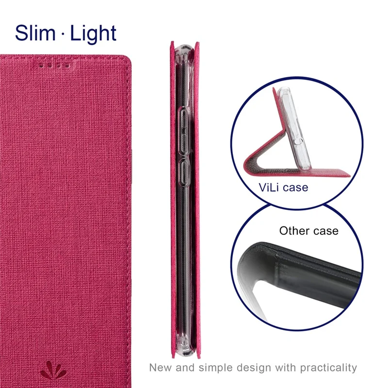 VILI DMX for Xiaomi Mi 10 Lite 5G/Redmi Note 9 Pro 5G Cross Texture Leather Stand Case - Rose