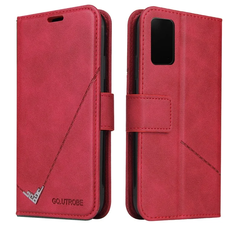 GQ.UTROBE Rectangular Metal Decor Stand Leather Case per Xiaomi Mi 10T 5G/10T Pro 5G/Redmi K30S - Rosso