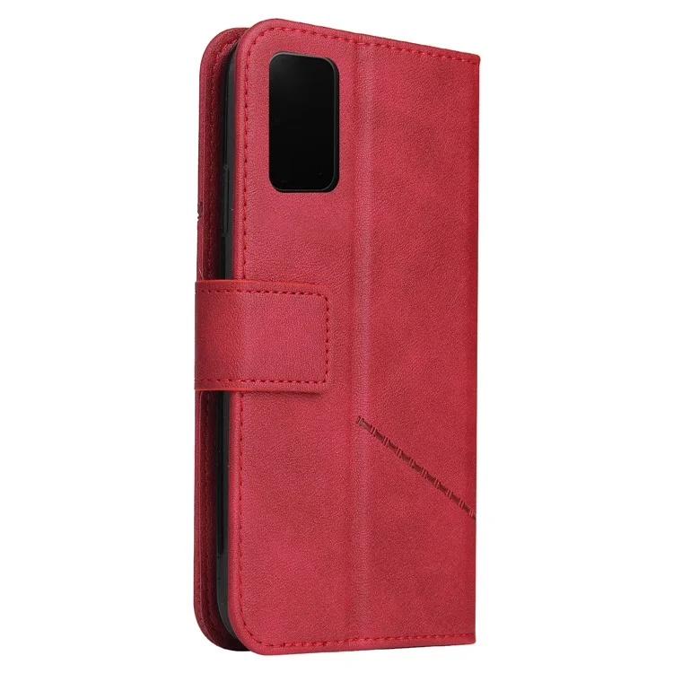 Gq. Utrobe Rectangulat Metal Decor Stand Cuir Case Pour Xiaomi mi 10T 5g / 10T Pro 5g / Redmi K30S - Rouge