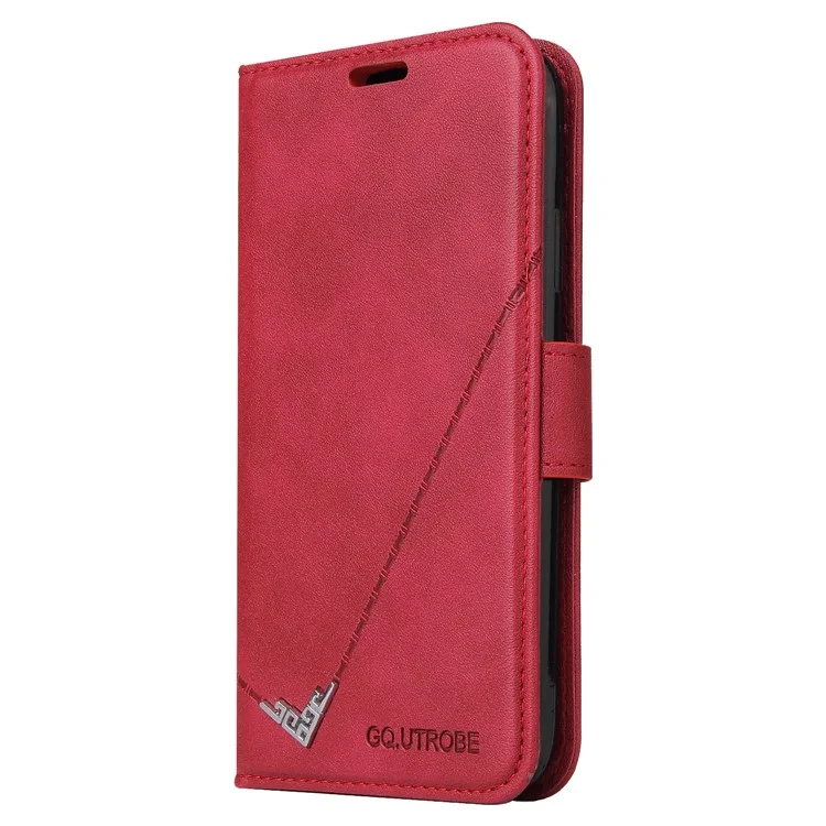 Gq. Utrobe Rectangulat Metal Decor Stand Cuir Case Pour Xiaomi mi 10T 5g / 10T Pro 5g / Redmi K30S - Rouge