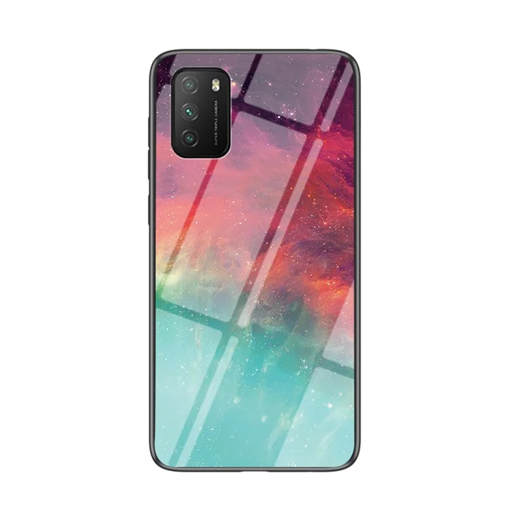 Cielo Stellato Pattern PC TPU Cover In Vetro Temperato Ibrido Per Xiaomi Poco M3 / Redmi Nota 9 4G (Qualcomm Snapdragon 662) / 9 Power / Redmi 9T - Colore Del Cielo