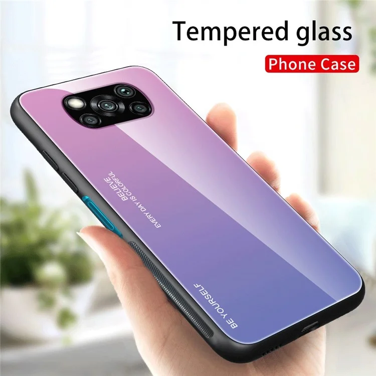 Coutre de Verre de Gradient de Couleur Pour Xiaomi Poco X3 / Poco X3 NFC - Rose / Bleu