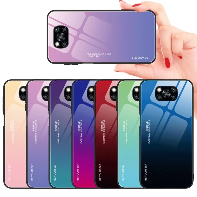 Coutre de Verre de Gradient de Couleur Pour Xiaomi Poco X3 / Poco X3 NFC - Rose / Bleu