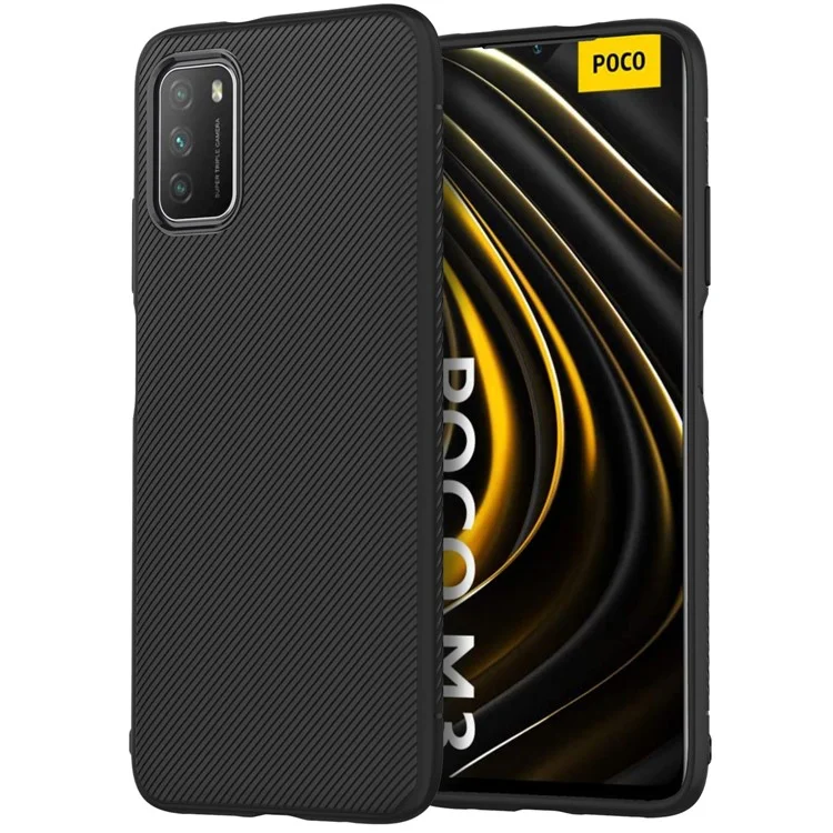 Jazz Series Twill Texture TPU Tampo Para Xiaomi Poco M3 - Preto