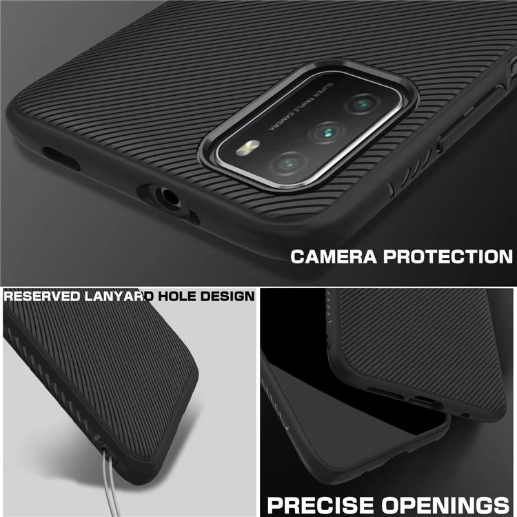 Jazz Series Twill Texture TPU Cover Per Xiaomi Poco M3 - Nero