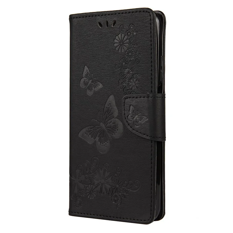 Abdruck Schmetterlingsmuster Leder Brieftasche Telefonschale Für Xiaomi Mi 10t 5G / Mi 10T Pro 5g / Redmi K30s - Schwarz