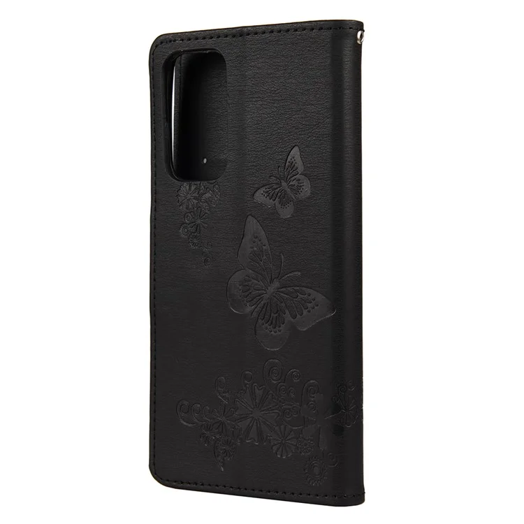 Abdruck Schmetterlingsmuster Leder Brieftasche Telefonschale Für Xiaomi Mi 10t 5G / Mi 10T Pro 5g / Redmi K30s - Schwarz