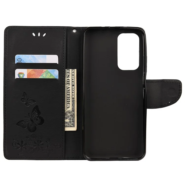 Abdruck Schmetterlingsmuster Leder Brieftasche Telefonschale Für Xiaomi Mi 10t 5G / Mi 10T Pro 5g / Redmi K30s - Schwarz