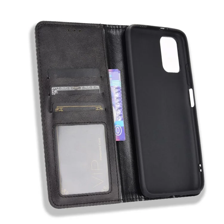 Magnetischer Vintage -stil -wallet -stand Phone Hülle Für Xiaomi Poco M3 - Schwarz