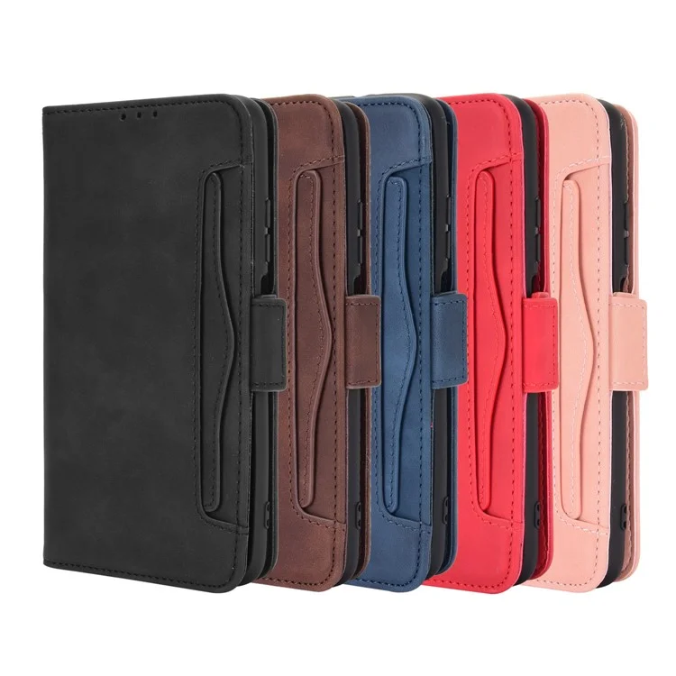 Für Xiaomi POCO M3 Multiple Card Slots Schutzhülle Aus Ledertasche - Schwarz