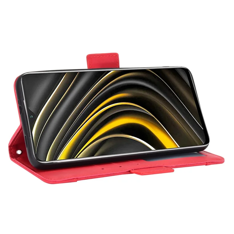 For Xiaomi Poco M3 Multiple Card Slots Protective Cover Stand Leather Case - Red