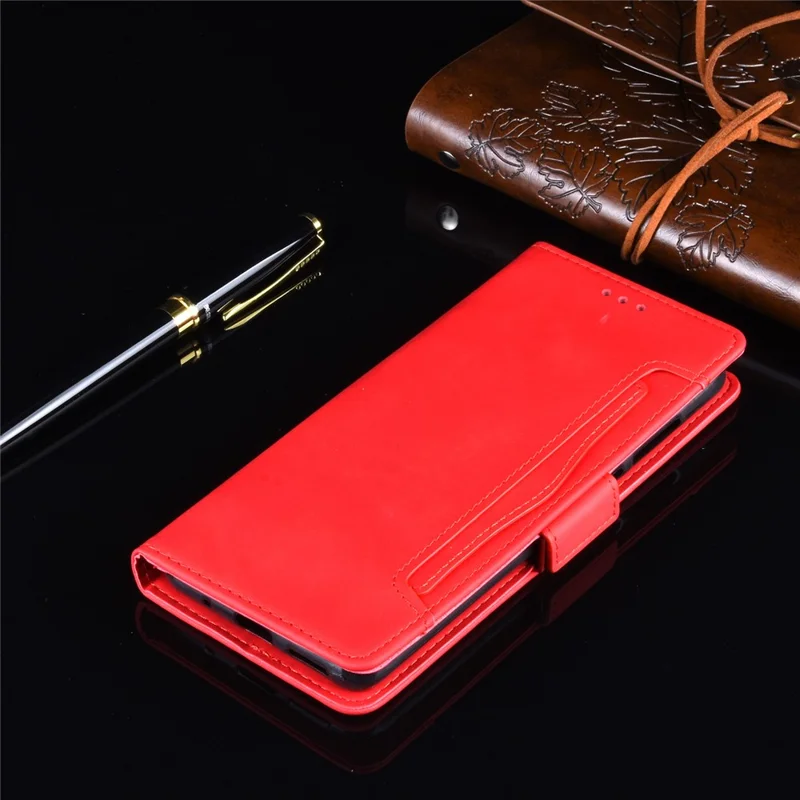 For Xiaomi Poco M3 Multiple Card Slots Protective Cover Stand Leather Case - Red