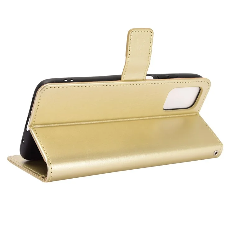 Crazy Horse Wallet Stand Lederschale Mit Riemen Für Xiaomi Poco M3 - Gold