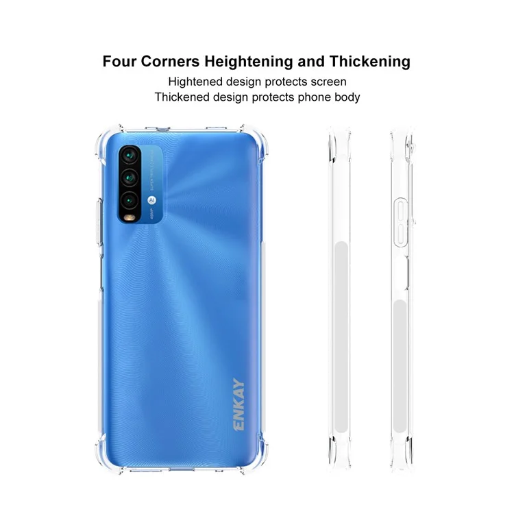 Enkay Clear TPU Couvercle Pour Xiaomi Redmi Note 9 4G (Qualcomm Snapdragon 662) / 9 Power / Redmi 9T Antislip 4 Cornes Étépossion du Cord Tock