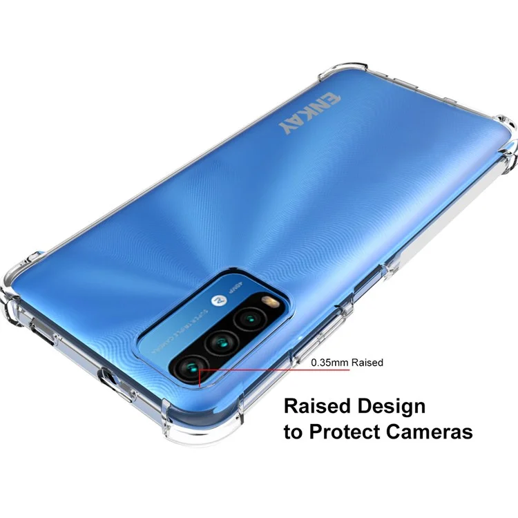 Enkay Clear TPU Couvercle Pour Xiaomi Redmi Note 9 4G (Qualcomm Snapdragon 662) / 9 Power / Redmi 9T Antislip 4 Cornes Étépossion du Cord Tock