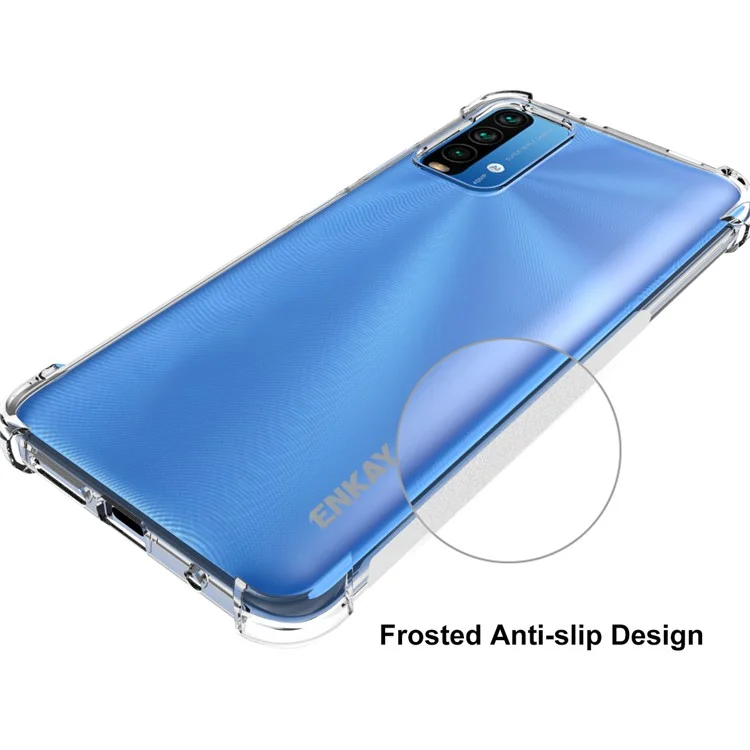 Enkay Clear TPU Couvercle Pour Xiaomi Redmi Note 9 4G (Qualcomm Snapdragon 662) / 9 Power / Redmi 9T Antislip 4 Cornes Étépossion du Cord Tock