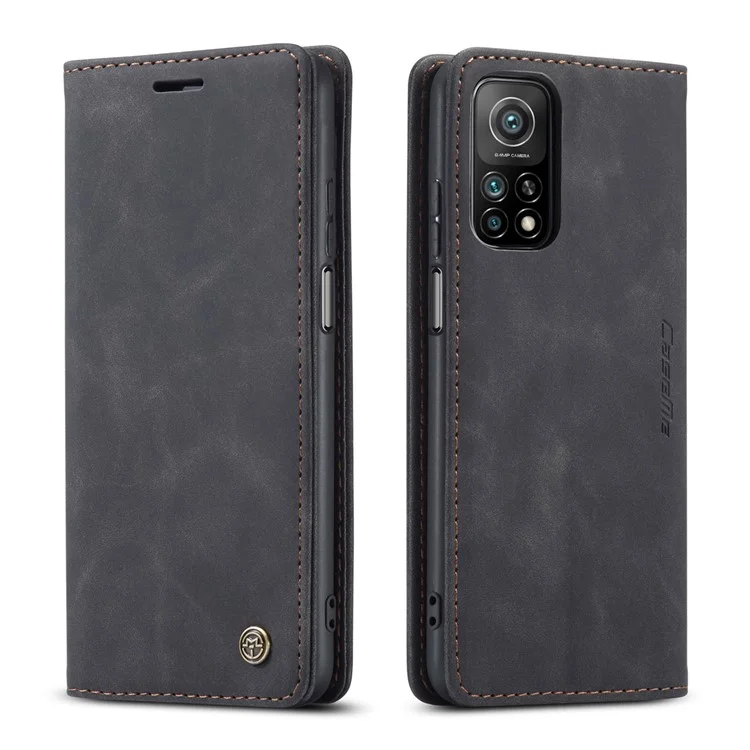 CASEME 013 Series Auto-absorbed Leather Stand Wallet Cover Case for Xiaomi Mi 10T 5G / Mi 10T Pro 5G - Black