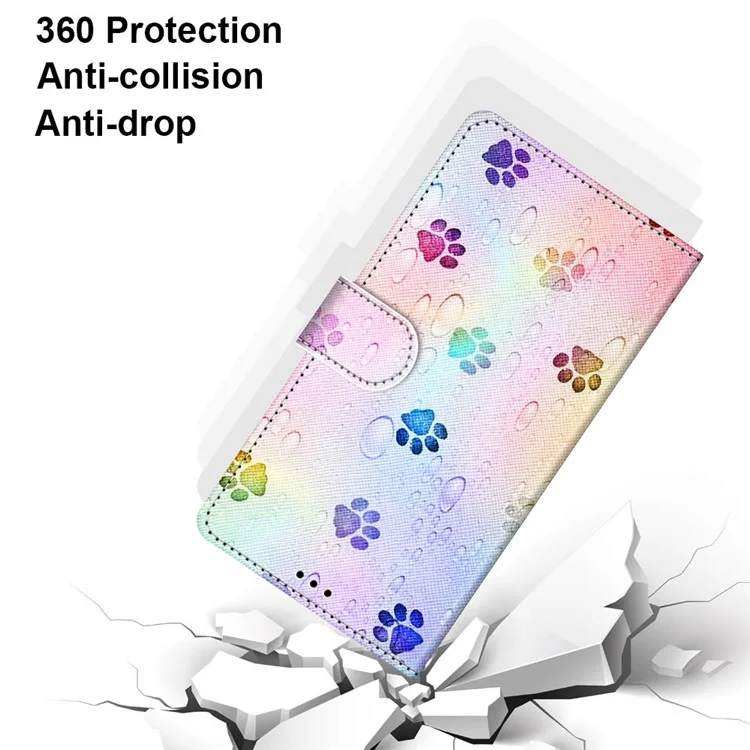 Anti-Drop-Wallet-Stand-Fall Mit Musterdruck Für Xiaomi MI 10T 5G / 10T PRO 5G / Redmi K30s / Redmi K30s - Katzenfußabdruck.