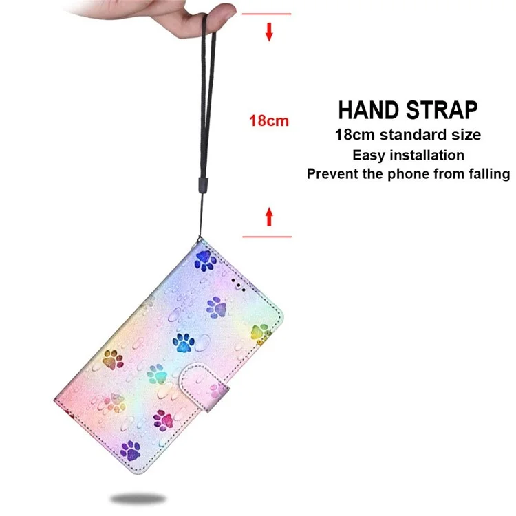Anti-Drop-Wallet-Stand-Fall Mit Musterdruck Für Xiaomi MI 10T 5G / 10T PRO 5G / Redmi K30s / Redmi K30s - Katzenfußabdruck.