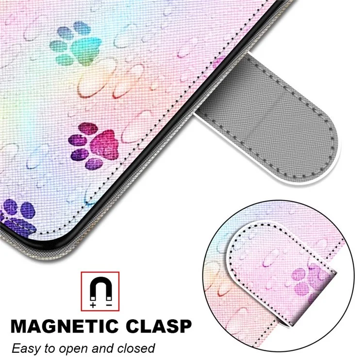 Anti-Drop-Wallet-Stand-Fall Mit Musterdruck Für Xiaomi MI 10T 5G / 10T PRO 5G / Redmi K30s / Redmi K30s - Katzenfußabdruck.