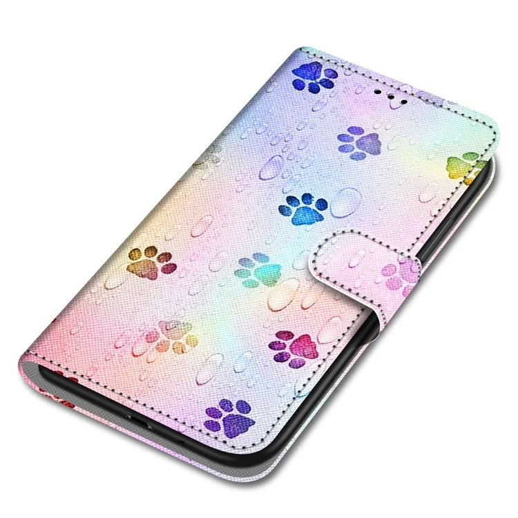 Anti-Drop-Wallet-Stand-Fall Mit Musterdruck Für Xiaomi MI 10T 5G / 10T PRO 5G / Redmi K30s / Redmi K30s - Katzenfußabdruck.