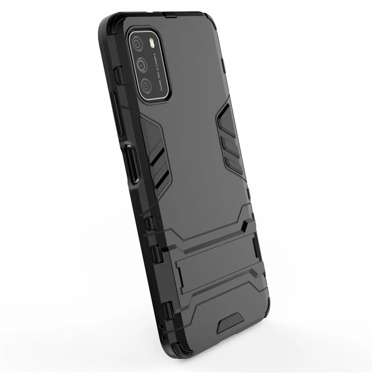 2 in 1 for Xiaomi Poco M3 PC + TPU Hybrid Case Cover with Kickstand - Black