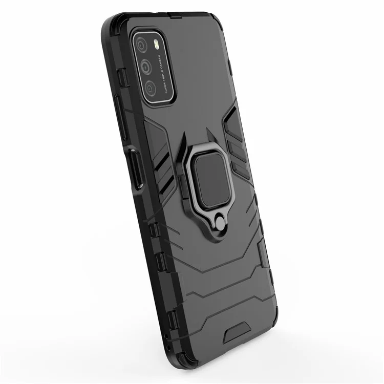 Pour Xiaomi Poco M3 Cool Guard PC + TPU Hybrid Mobile Case Avec Une Merde Pliable - le Noir