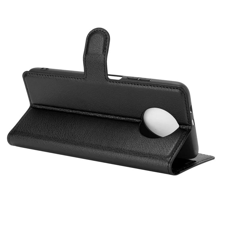 Portefeuille en cuir à texture de litchi Étui de protection pour téléphone avec support pour Xiaomi Redmi Note 9T 5G / Note 9 5G - Noir