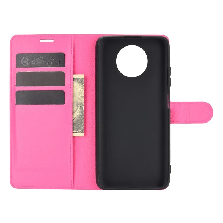 Litchi Texture Wallet Diseño Teléfono De Cuero Tapa Protectora Para Xiaomi Redmi Note 9T 5G / NOTA 9 5G - Rosa