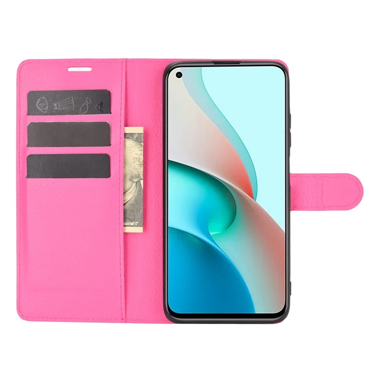 Litchi Texture Wallet Diseño Teléfono De Cuero Tapa Protectora Para Xiaomi Redmi Note 9T 5G / NOTA 9 5G - Rosa