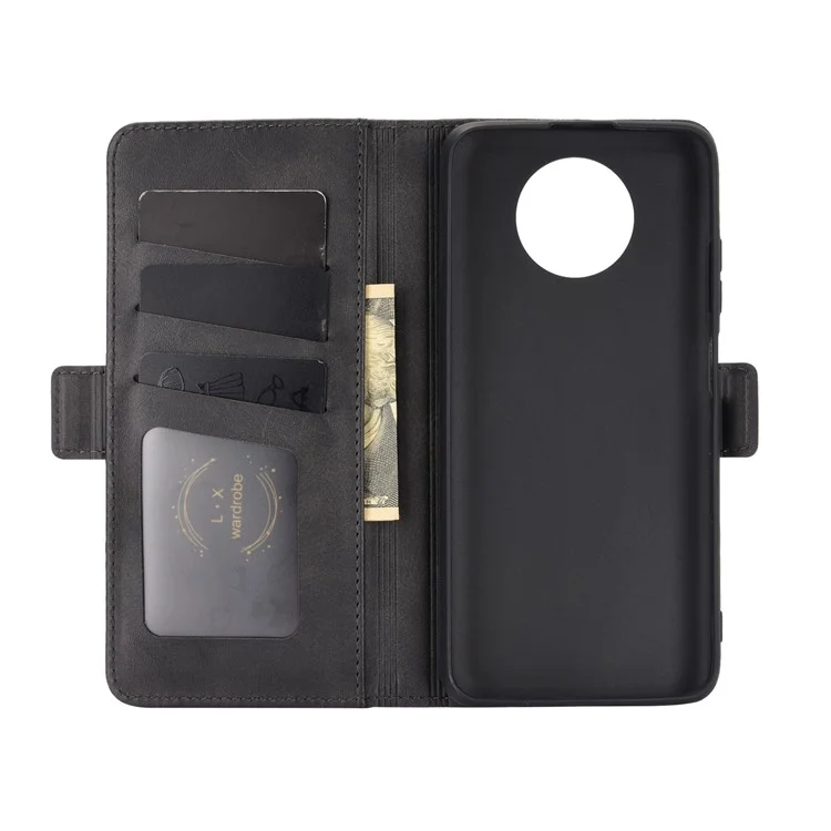 Cubierta de Caja de Cuero Imán de Doble Cierre Para Xiaomi Redmi Note 9t 5G / Nota 9 5G - Negro