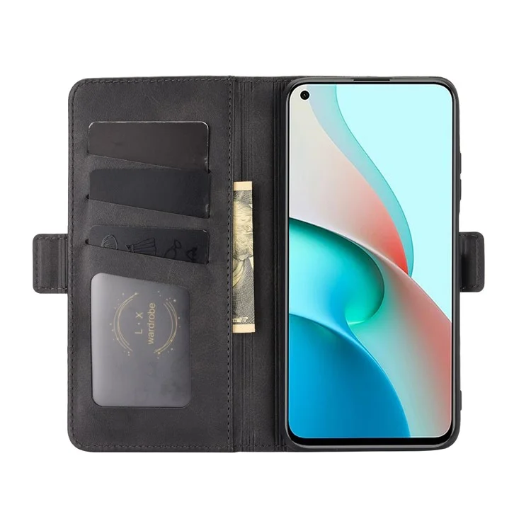 Cubierta de Caja de Cuero Imán de Doble Cierre Para Xiaomi Redmi Note 9t 5G / Nota 9 5G - Negro