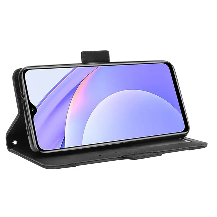 Custodia Portafoglio con Slot per Più Carte Supporto TPU + Pelle PU per Xiaomi Redmi Note 9 4G/9 Power/Redmi 9T - Nero