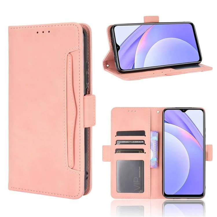 Multiples Créneaux De Boîtes De Portefeuille TPU + Coque En Cuir PU Pour Xiaomi Redmi Note 9 4G / 9 POWER / REDMI 9T - Rose
