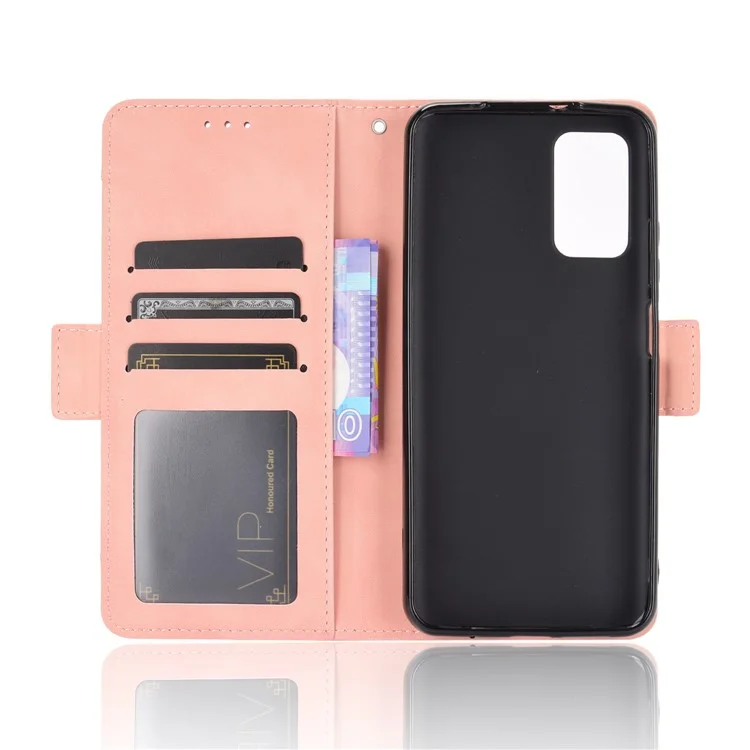 Multiples Créneaux De Boîtes De Portefeuille TPU + Coque En Cuir PU Pour Xiaomi Redmi Note 9 4G / 9 POWER / REDMI 9T - Rose