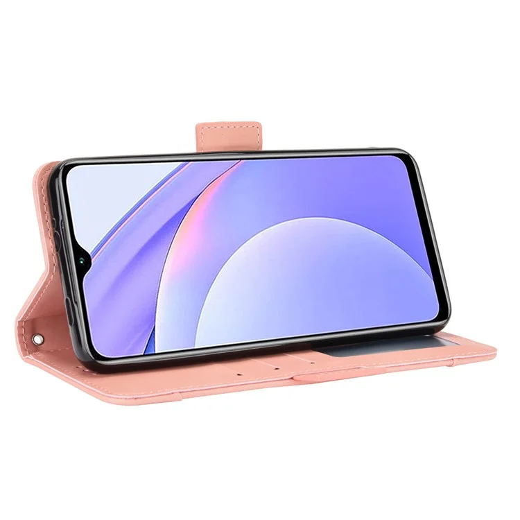 Multiples Créneaux De Boîtes De Portefeuille TPU + Coque En Cuir PU Pour Xiaomi Redmi Note 9 4G / 9 POWER / REDMI 9T - Rose