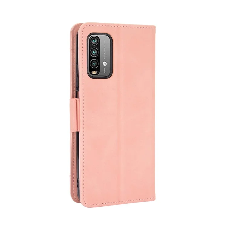 Multiples Créneaux De Boîtes De Portefeuille TPU + Coque En Cuir PU Pour Xiaomi Redmi Note 9 4G / 9 POWER / REDMI 9T - Rose