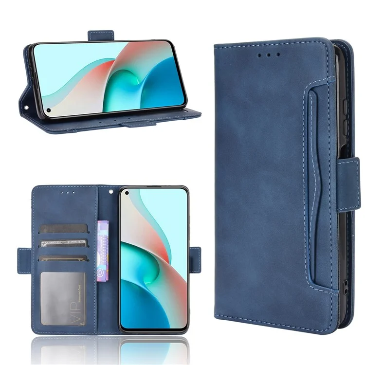 Multiple Card Slots Wallet Stand PU Leather Cover Case for Xiaomi Redmi Note 9 5G/Note 9T 5G - Blue