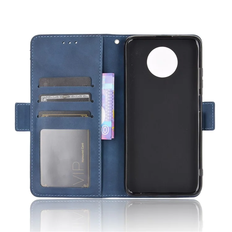 Multiple Card Slots Wallet Stand PU Leather Cover Case for Xiaomi Redmi Note 9 5G/Note 9T 5G - Blue