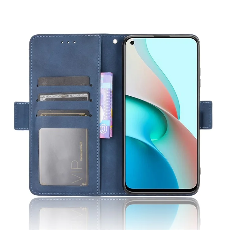 Multiple Card Slots Wallet Stand PU Leather Cover Case for Xiaomi Redmi Note 9 5G/Note 9T 5G - Blue