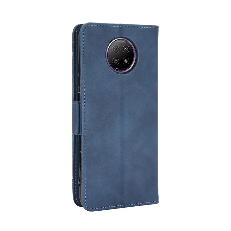 Multiple Card Slots Wallet Stand PU Leather Cover Case for Xiaomi Redmi Note 9 5G/Note 9T 5G - Blue