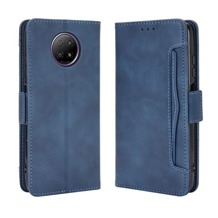 Multiple Card Slots Wallet Stand PU Leather Cover Case for Xiaomi Redmi Note 9 5G/Note 9T 5G - Blue