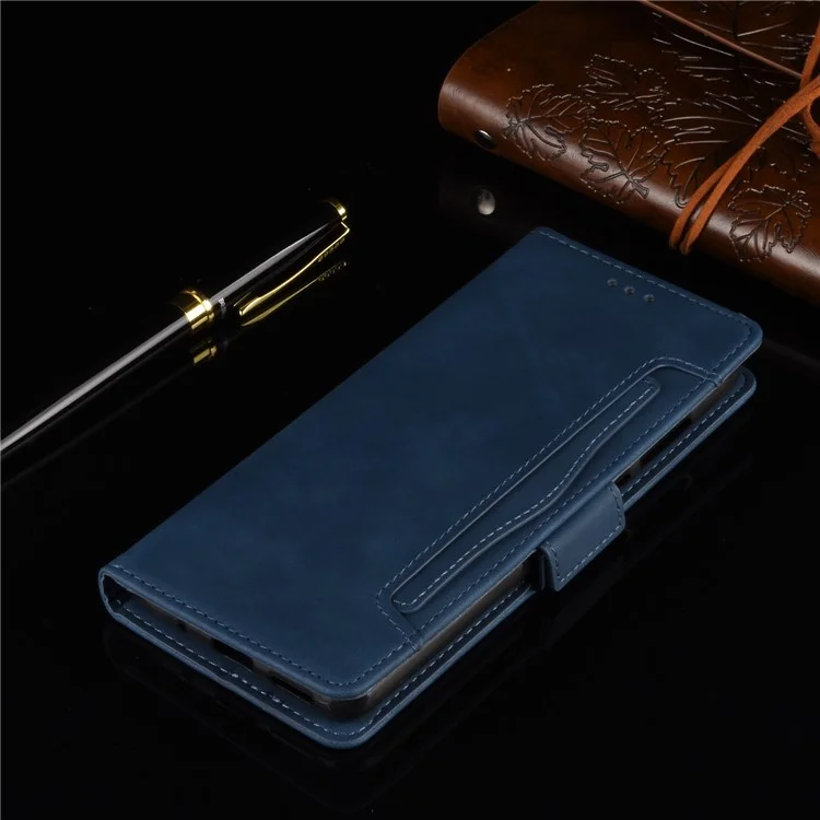 Portefeuille à Emplacements de Carte Multiple Support de Couverture en Cuir pu Pour Xiaomi Redmi Note 9 5G / Note 9t 5G - Bleu