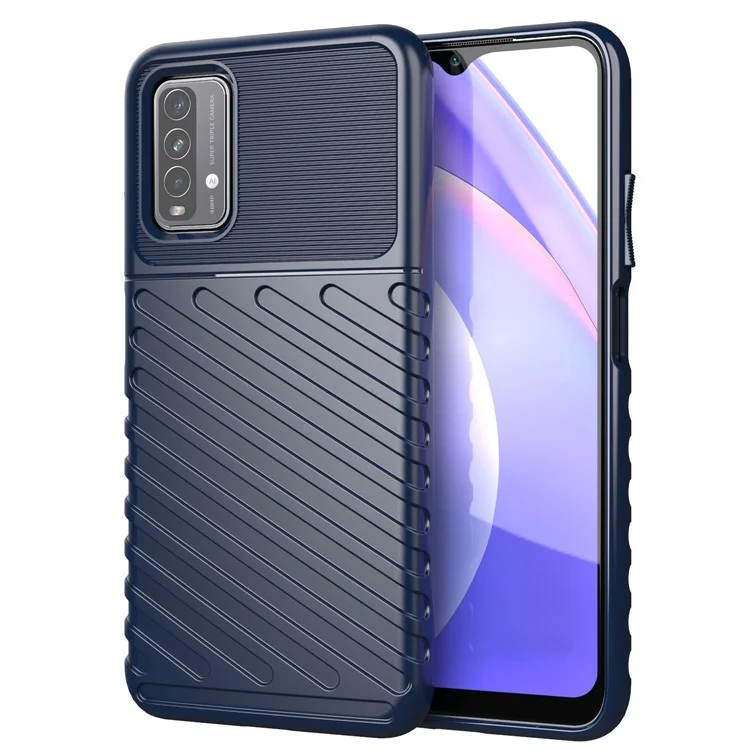 Thunder Series Twill Texture Soft TPU Phone Shell Para Xiaomi Redmi Nota 9 4G/Redmi 9 Power/Redmi 9T - Azul